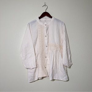 Cream Lace Button Up Blouse